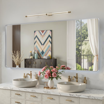 Lunara 1.18" Deep Rounded Corner Rectangular Bathroom Wall Mirror with Premium Tempered Glass & Aluminum Alloy Framed