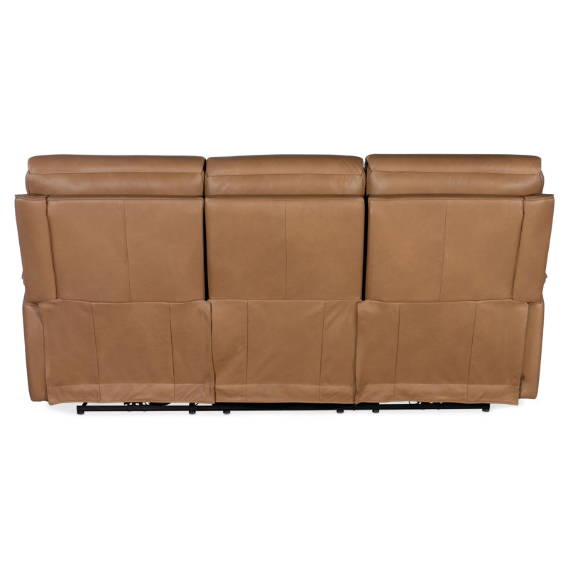 MS 89.5" Genuine Leather Pillow Top Arm Reclining Sofa, Brown Genuine Leather