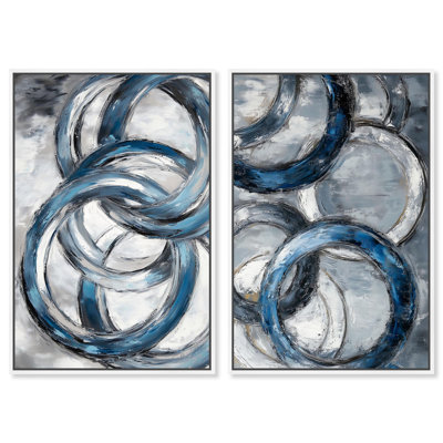 "Iridescent Orbit Duo", impression sur toile par Art Remedy, cadre blanc, 36 x 54