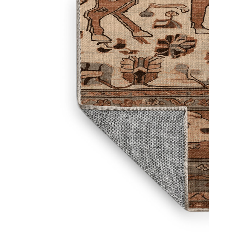 Tapis brun lavable à la machine, Rond 5 pi