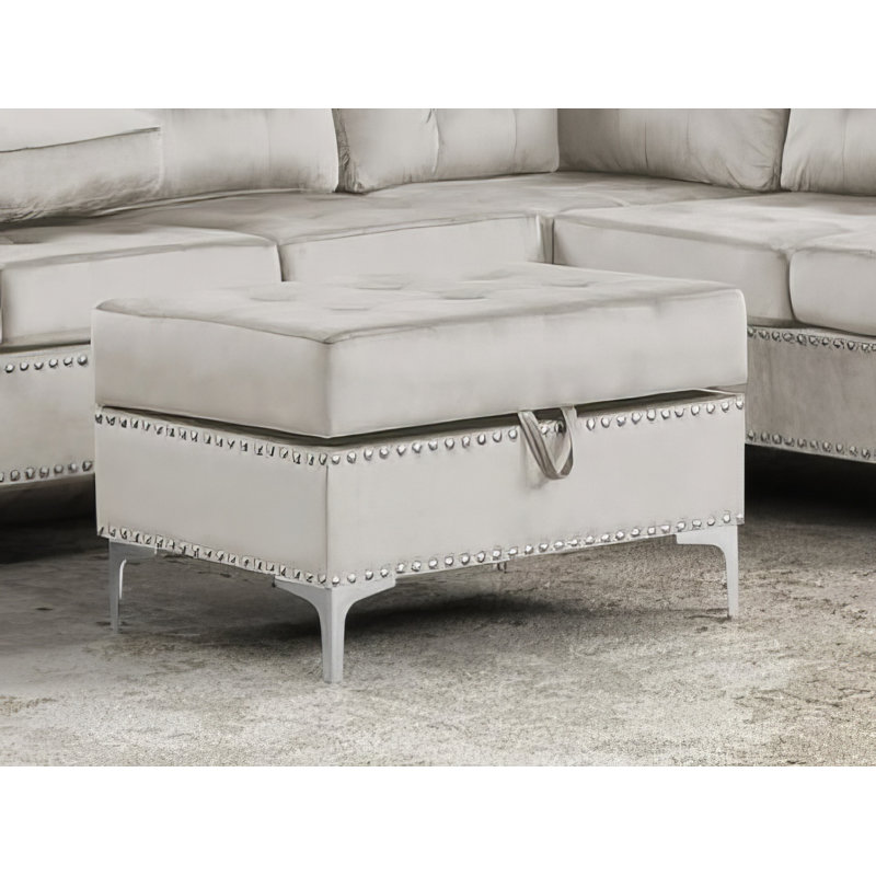 Canapé modulaire réversible 2 pièces Kryspin, Velours gris
