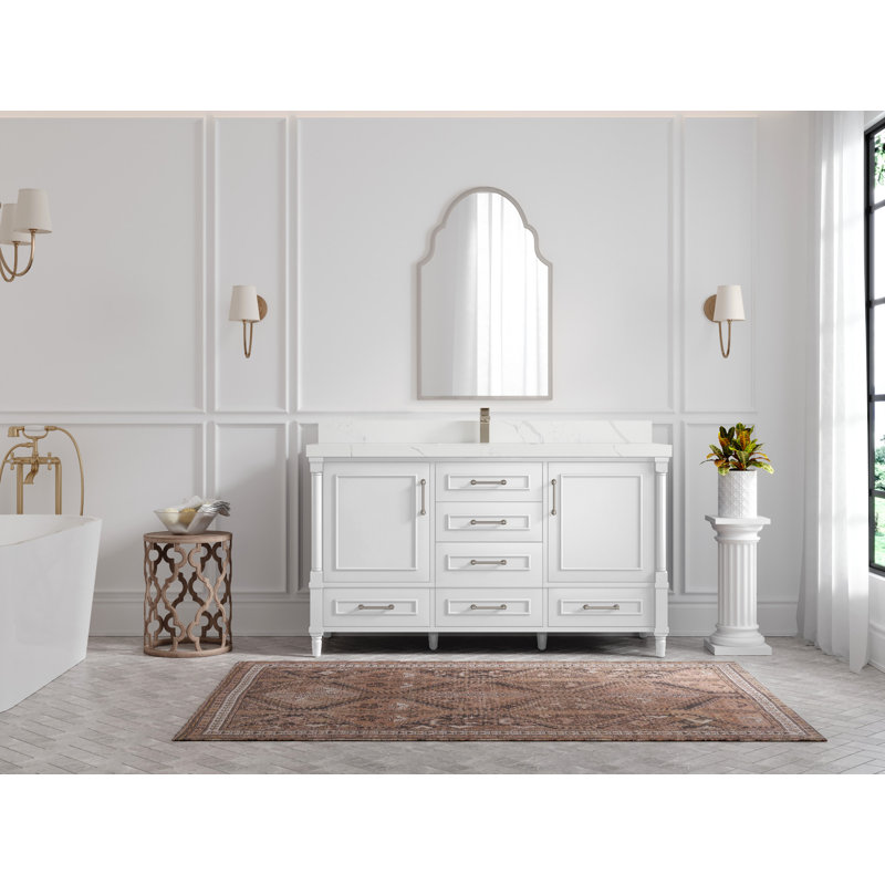 Ensemble de meuble-lavabo simple 60 po Aberdeen, Calacatta Laza