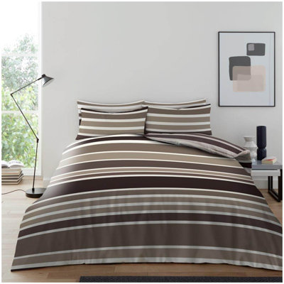 Premium Printed Cotton Blend Bedding Set with Duvet Cover Fitted Sheet & Matching Pillowcases Breathable Polycotton Bedding