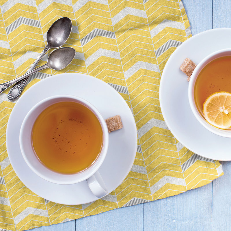 Stephenie Tea Towel Kitchen Towel, Yellow/Gray, Cotton Twill