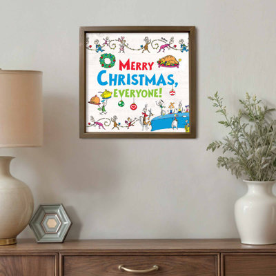 The Grinch Merry Christmas Brown Framed Print
