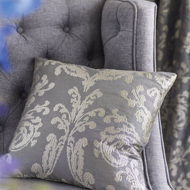 Riverside Damask Fabric, Pewter