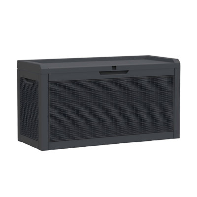 Très grande boîte de rangement pour terrasse - Armoire en résine durable, imperméable et verrouillable pour patio et jardin