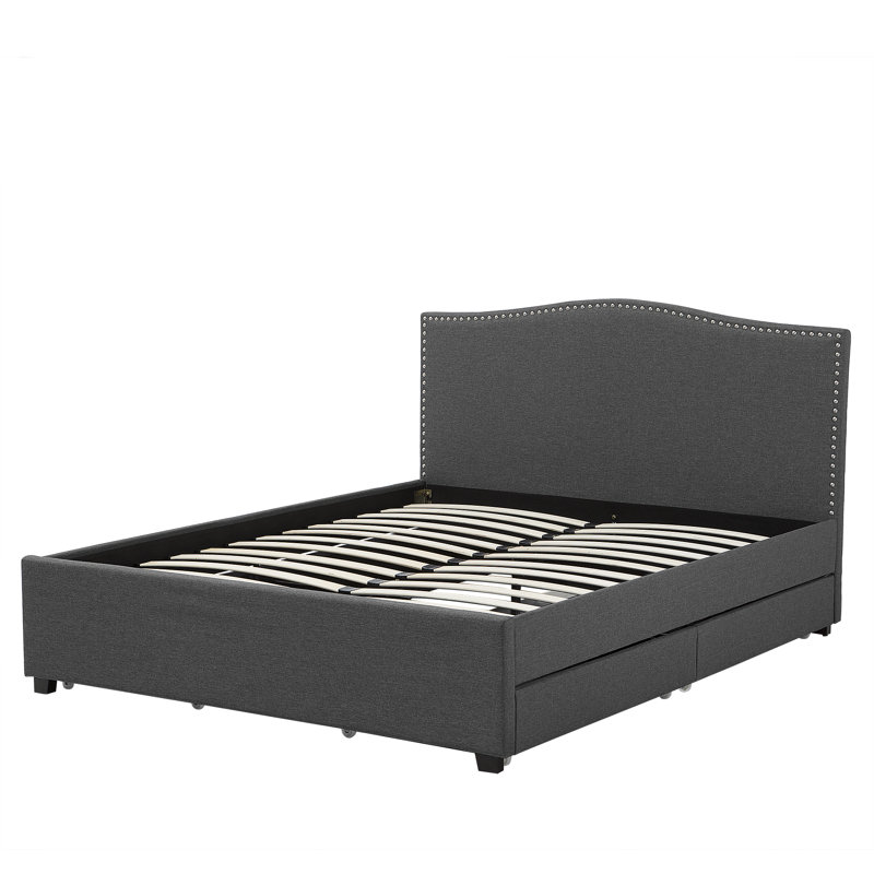 Filton Upholstered Storage Bed, European Kingsize (160 x 200 cm), Grey