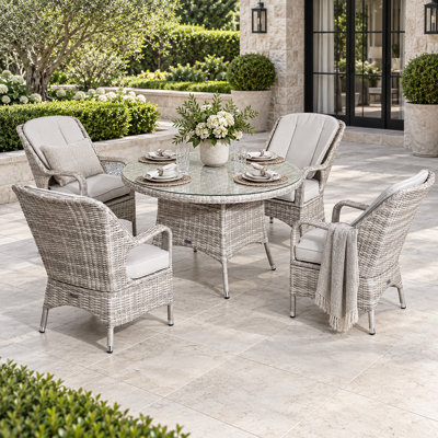 Ensemble repas de patio 5 pièces avec coussins