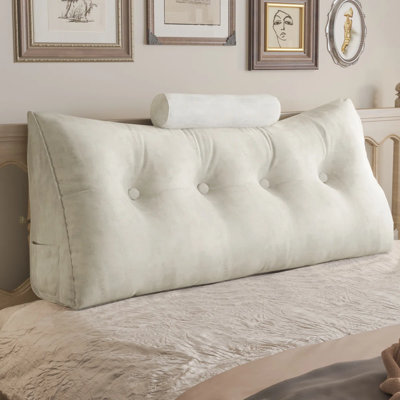 Sit-up Back Comfort WOWMAX Velvet Headboard Wedge Reading Pillow with Bolster Neck Roll Compression