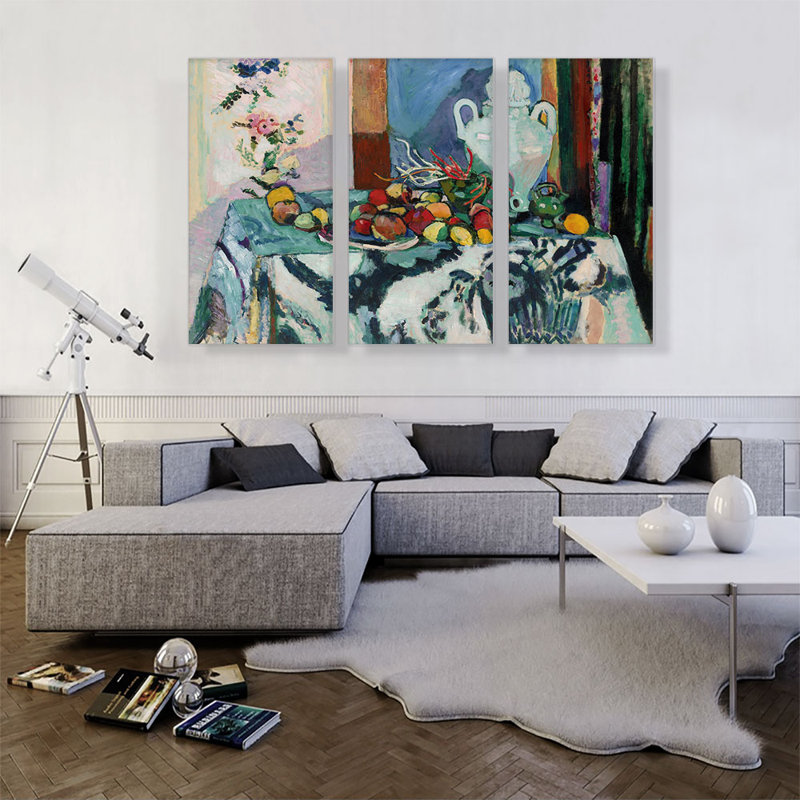 «Blue Still Life 1907» par Henri Matisse, ensemble de 3 reproductions d'art sur toile tendue, H 40 po x l 60 po x 1,5 po