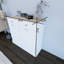 White Two Drawers And Two Compartments Tilting Garbage Cabinet Kitchen Garbage Cabinet