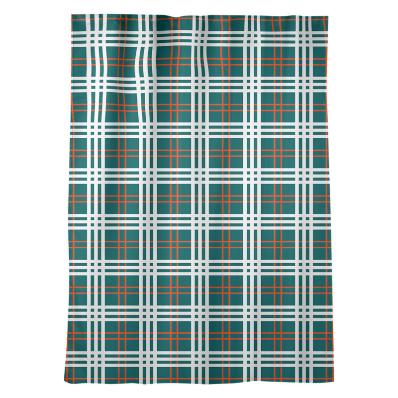 Room Darkening Curtain Single Panel, Green/White/Orange