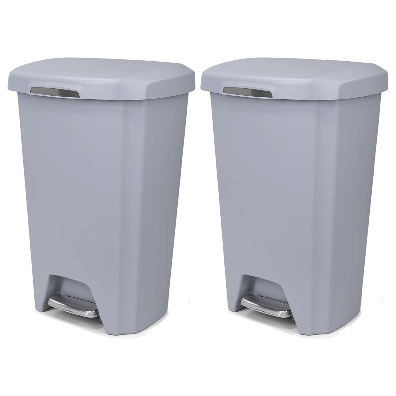Poubelle à pédale en plastique de qualité supérieure 12,1 gallons Hefty, paquet de 2, 48 pintes
