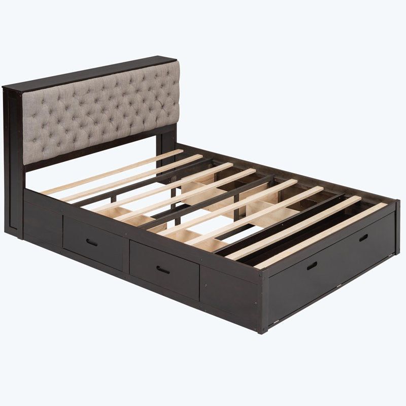 Upholstered Platform Storage Bed, Espresso