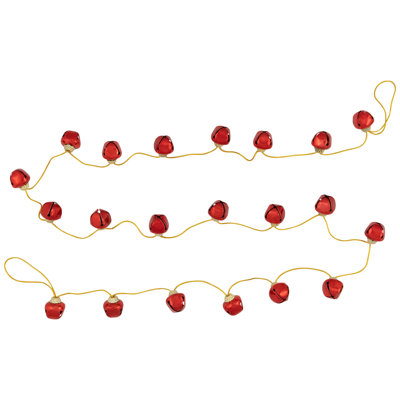 Shiny Metal Jingle Bells Christmas Garland - 7.5' - Green