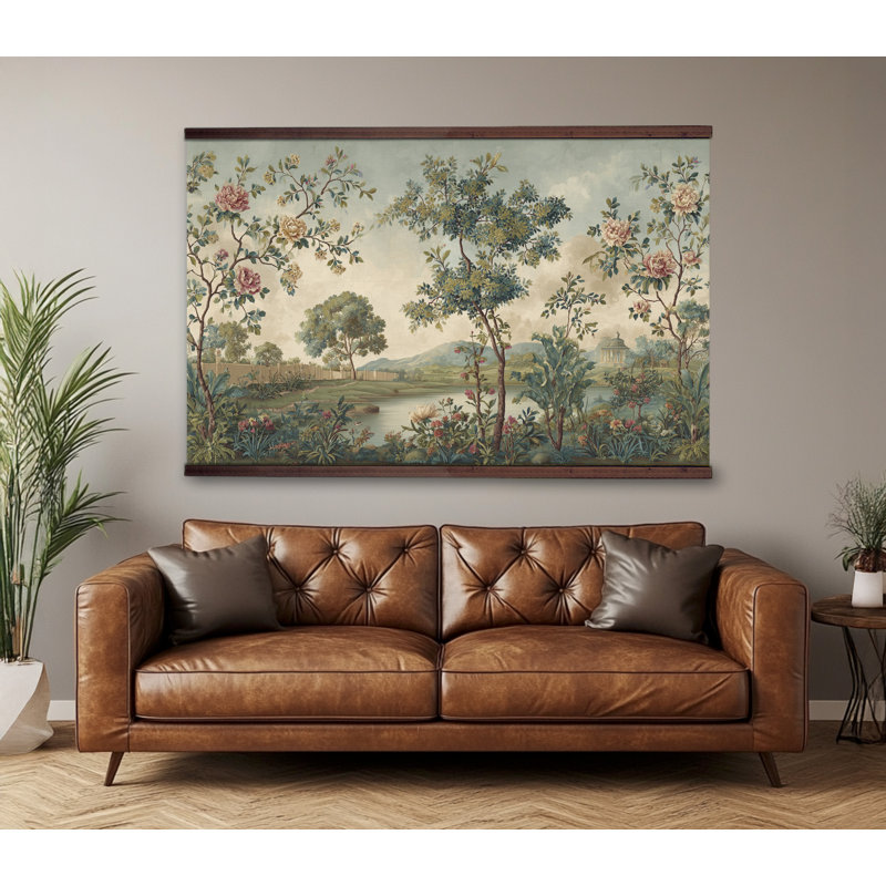 Tapisserie murale rétro avec botanique, H 40 po x l 60 po 