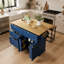 Îlot de cuisine de style champêtre avec abattant et 2 places assises, nombreux rangements et prise électrique, bleu-443674068
