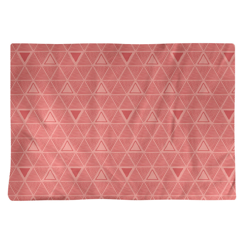 Napperon de 18 po en coton dessiné à la main triangle, Rouge, polyester