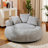 Compression 52" W Oversize Adult Round Faux Fur Foam Filled Bean Bag Sofa With 3 Back Pillows-1053155292