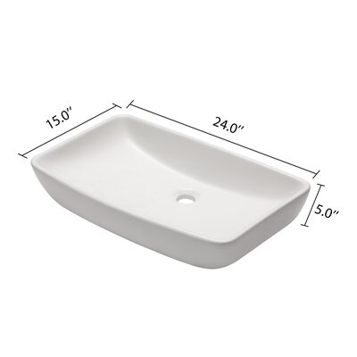 GhomeG 15'' White Ceramic Rectangular Vessel Bathroom Sink | Wayfair