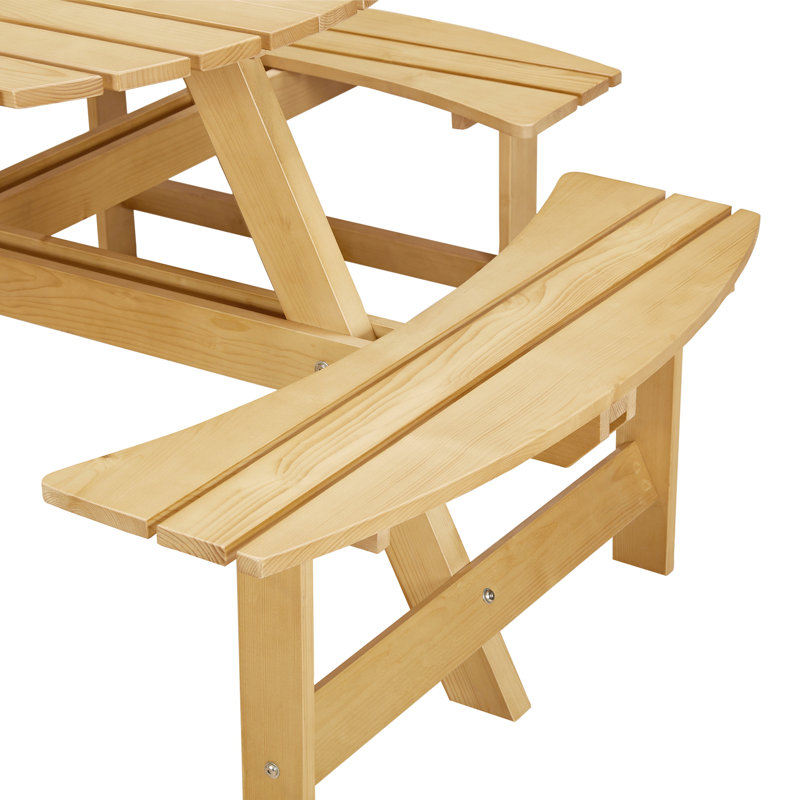 Table de pique-nique d'extérieur pour 8 personnes, Naturel