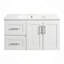 Meuble-lavabo mural 36 po, armoire de rangement flottante avec 2 tiroirs, lavabo simple en céramique à 3 trous, armoire moderne avec tablette réglable-126233880