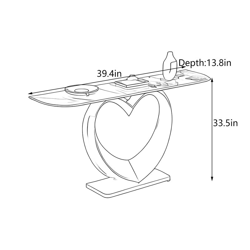 Table de hall d'entrée moderne et luxueuse, H 33,5 po x l 39,4 po x P 13,8 po
