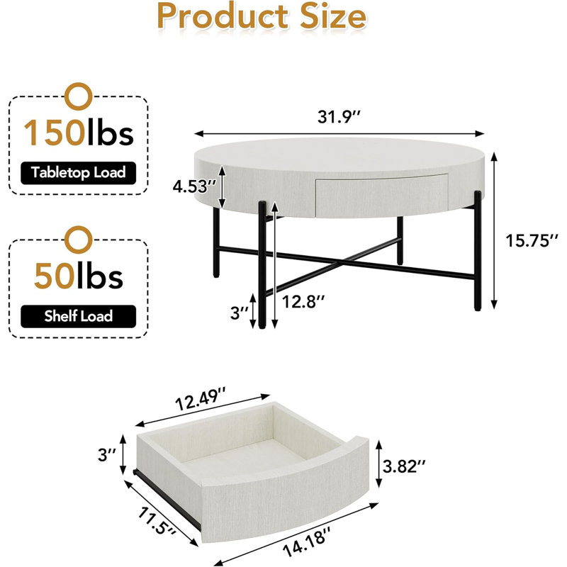 Solid Wood Coffee Table with Storage
