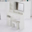 Table de meuble-lavabo de 41 po avec tiroir à gauche 41 po + tabouret rembourré, très grand miroir à DEL à commande tactile, interrupteur 3 couleurs, commode de rangement haute capacité multi-couches, convient aux grands espaces-1372505463
