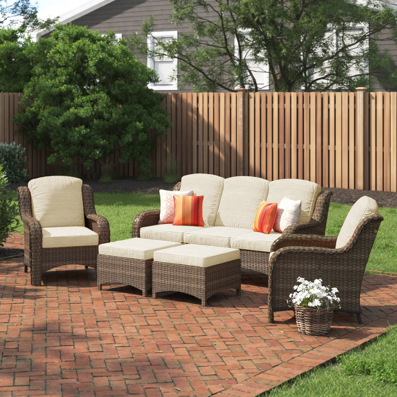Melanson 5 - Person Patio Conversation Set with Cushions, Beige