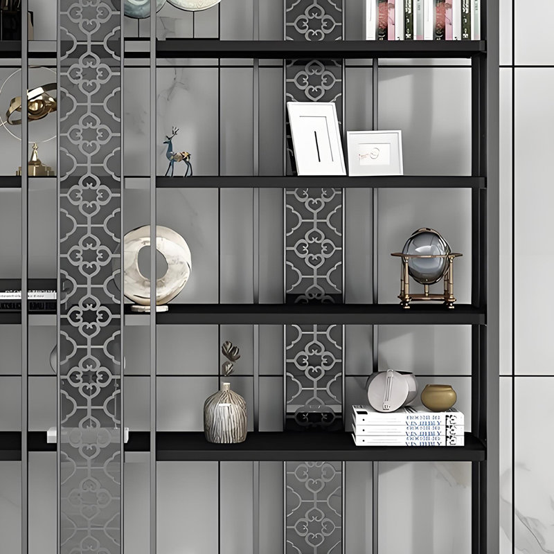 Luxurious and fashionable bookcase, (4 Shelves) 78.7"H x 47.2"W x 13.7"D, Black