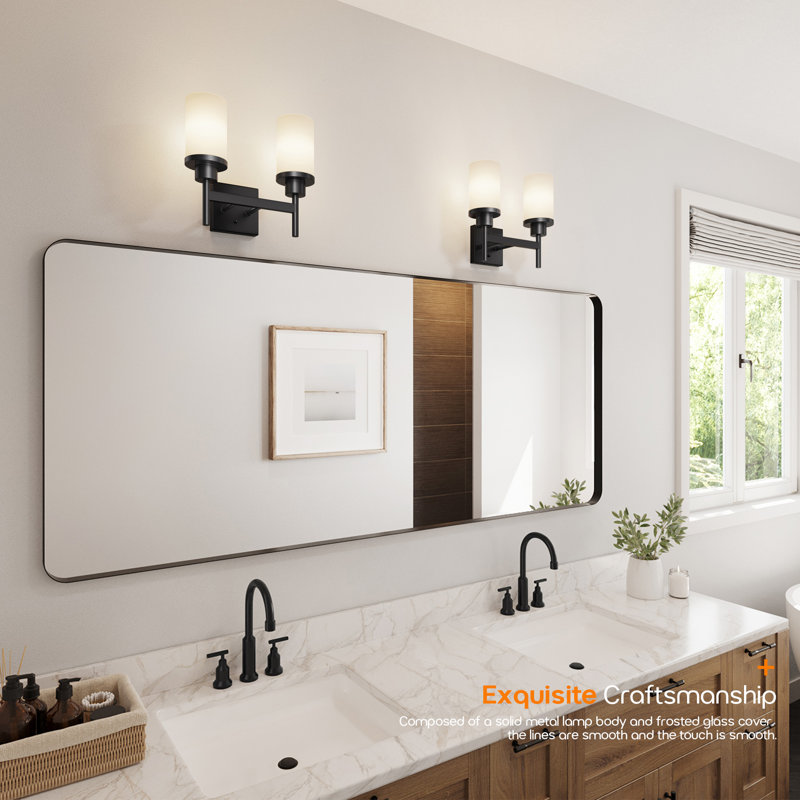 2-Light Bathroom Vanity Lighting, Matte Black