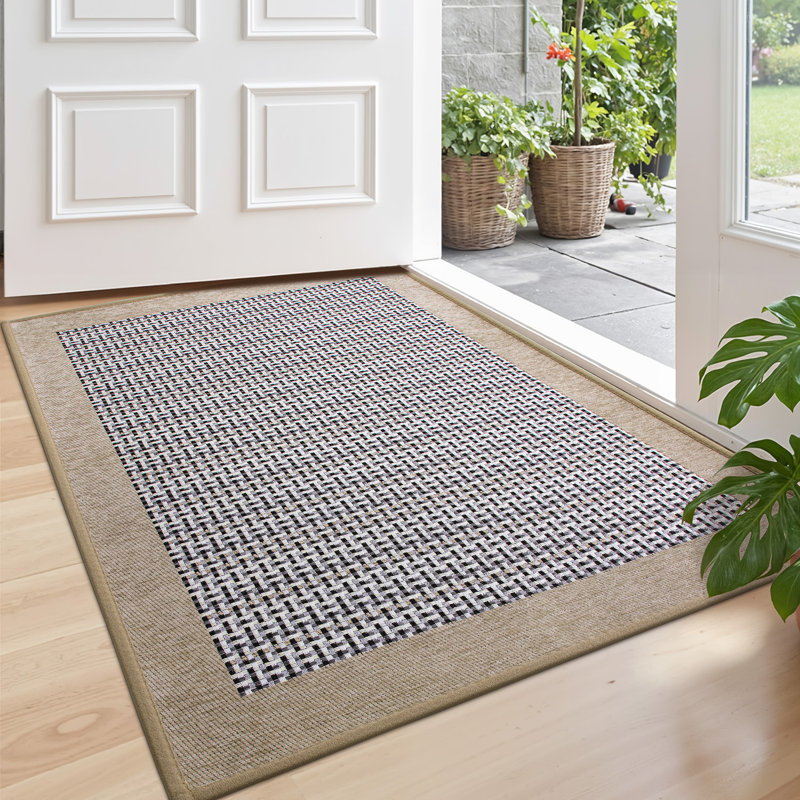  Tapis d'entrée intérieur pour entrée 32 po x 47 po, absorbant, piège à saleté, tapis à profil bas, antidérapant avec envers en caoutchouc, idéal pour l'intérieur, les endroits passants, le garage, l'entrée et le beige classique