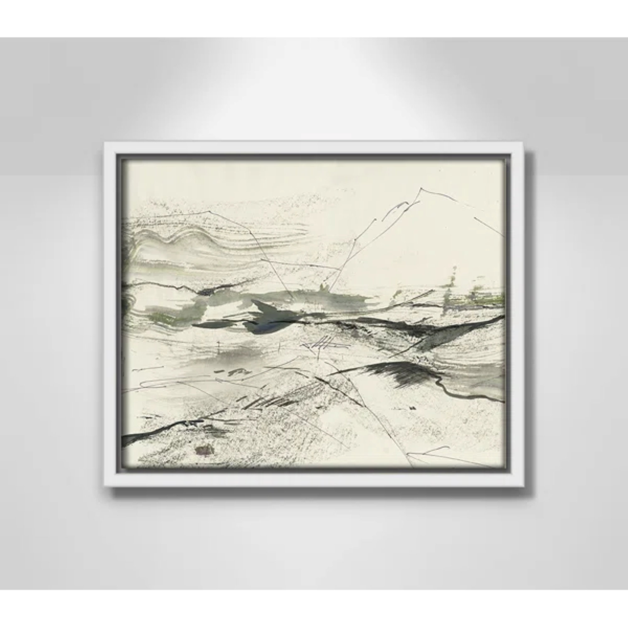 Green Sketches by PI Studio, No Mat, White Floater Framed, 9.5" H x 11.5" W x 2" D