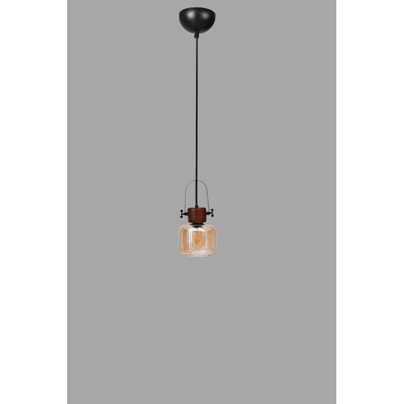 Elegant Adjustable Chandelier, Metal Body with Honey, Walnut, and Black Finish, Ø5.9 x 5.1 inches | Total Height: 31.5 inches | E27 Socket (Max 40W) | Stylish Lighting for Home, Dining Room, and Living Spaces