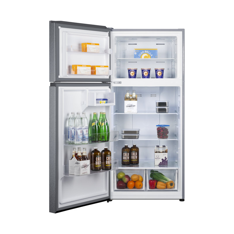 Summit Appliance 30" Wide Top Mount Refrigerator-Freezer With Icemaker, Gray, Left Handed
