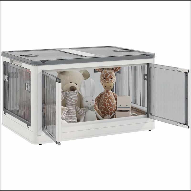 Stackable Storage Bins with Lids, Wheels, and Collapsible, White