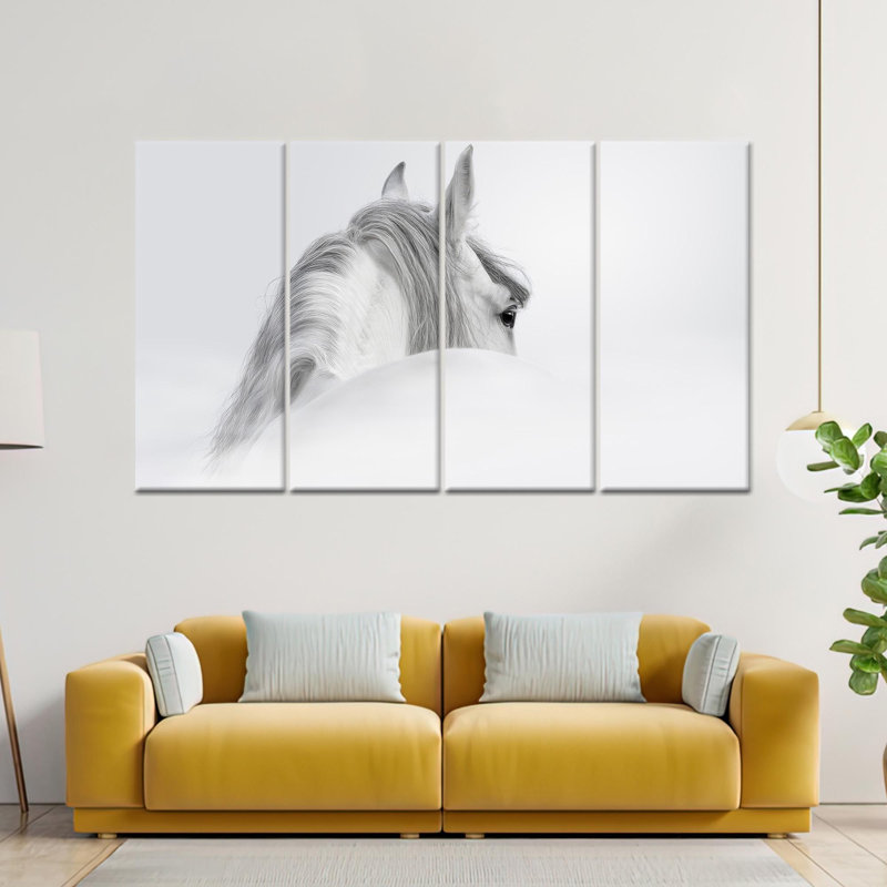 Impression sur toile moderne: œuvre d'art équin minimaliste, décor élégant, toile tendue 4P, 43,3 po H x 63 po l