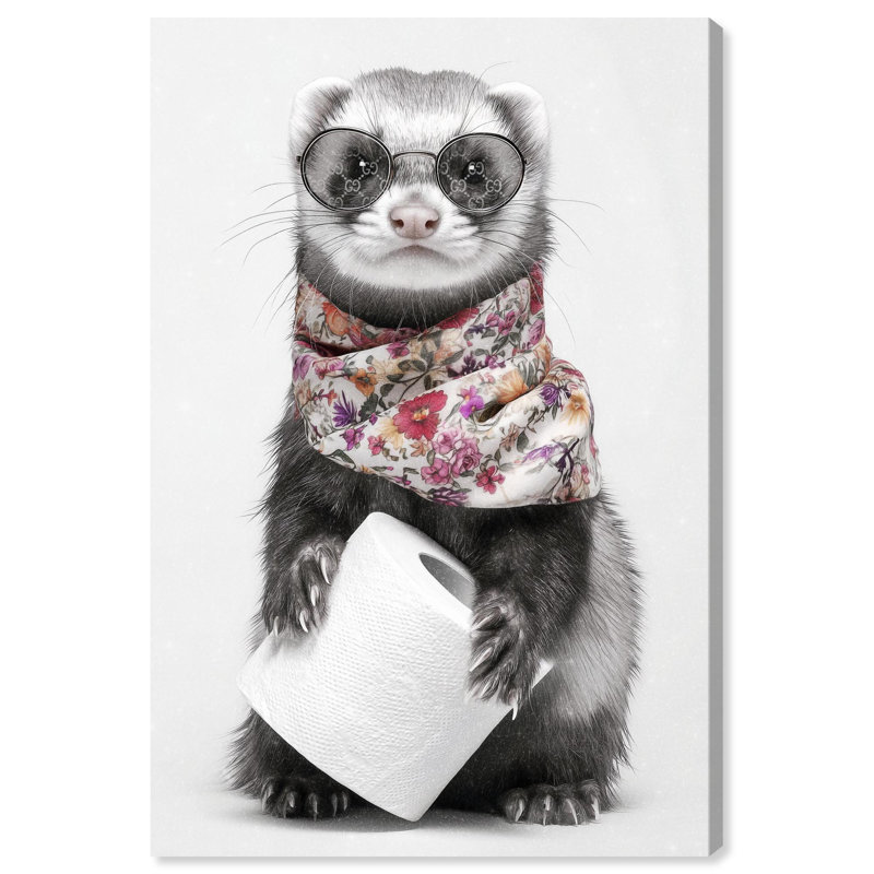Impression sur toile Glam Roll Ferret par Art Remedy, H 54 po x l 36 po, Structure noire