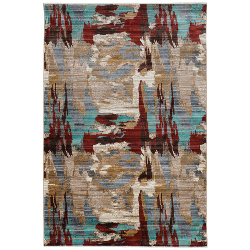 Crittenden Modern Abstract Jewel Tone Multicolor Area Rug with Short Fringe, Rectangle 8' x 11'