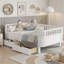Lit plateforme simple à profil bas pour enfants avec tiroirs de rangement et rails de sécurité-385729165-385729164