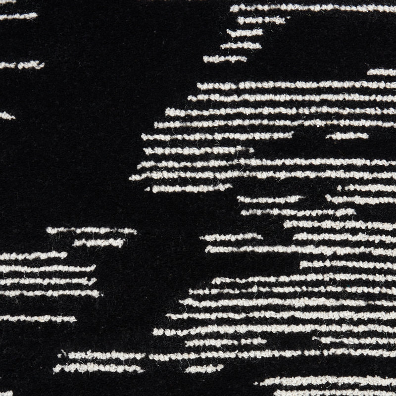 Abstract Area Rug in Black/Ivory, Rectangle 4' x 6'