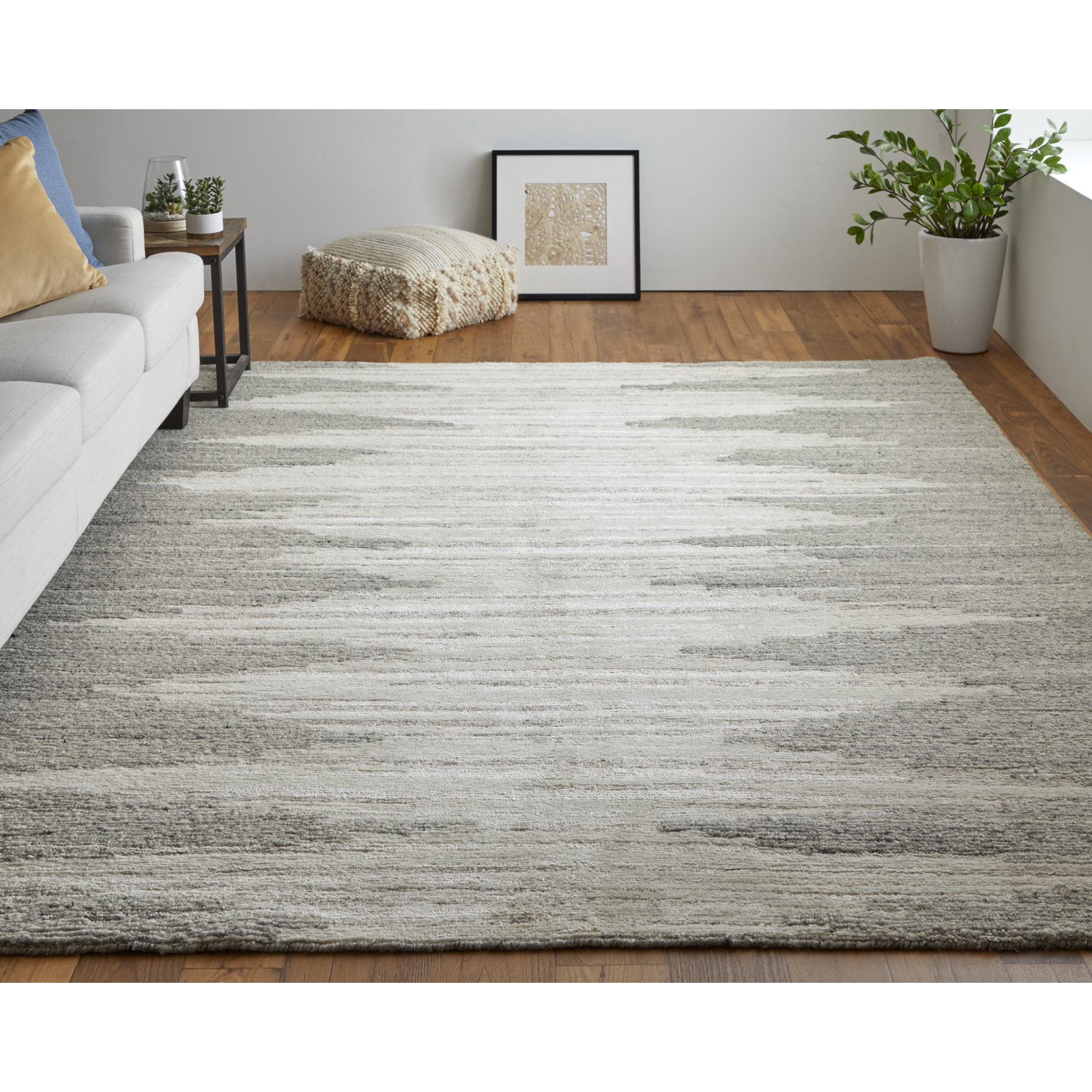 Hand-Woven Abstract Wool Rug, Rectangle 3'6" x 5'6"