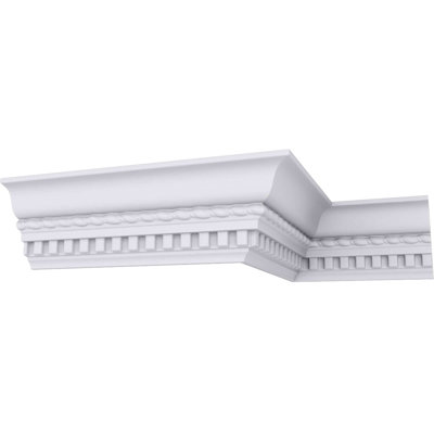 Endurathane Bulwark Dentil & Rope Crown Moulding, 3 1/4"H x 2 3/8"P x 4"F x 94 1/2"L, Factory Primed