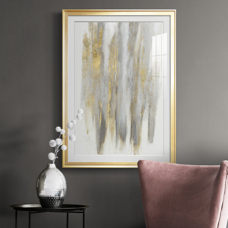 Impression encadrée de qualité supérieure Free-Flowing II - prête à être suspendue, Or, H 24,5 po x l 18,5 po x P 1 po