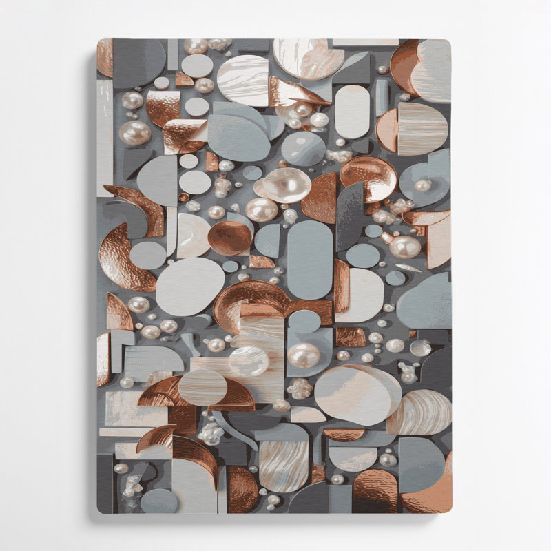 Abstrait formes 45, art mural gris en métal, H 11 po x l 14 po