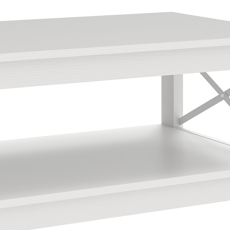 Four Leg Coffee Table with Storage, Dark Grey, White