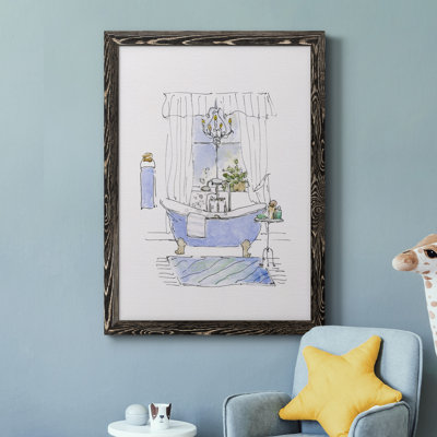 «Sketchy Bath I», peinture sur toile encadrée