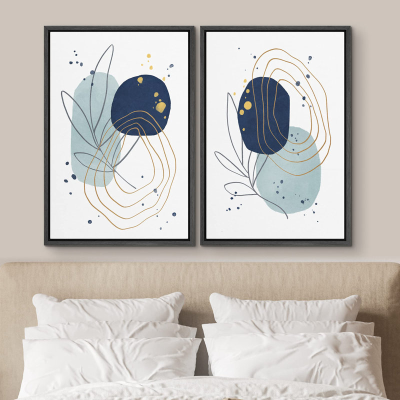 Multicolore, aquarelle bleue, pois et lignes, Noir, H 24 po x l 16 po